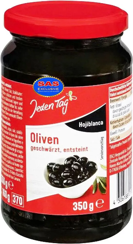 Black pitted olives "Jeden Tag" 350g
