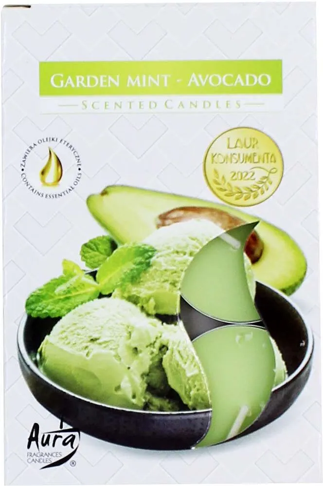 Scented candle "Aura Bispol Garden Mint Avocado" 6 pcs
