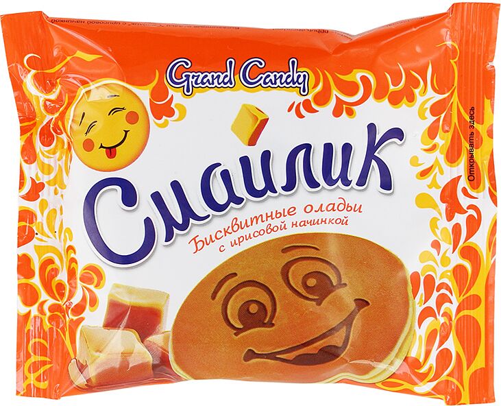 Бисквитные оладьи с ирисовой начинкой "Grand Candy Smaylik" 40г