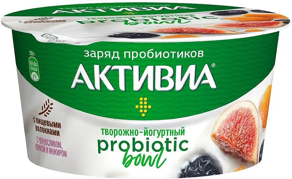 Curd yoghurt with fig & prune "Danone Aktivia" 135g, richness: 3.5%  	