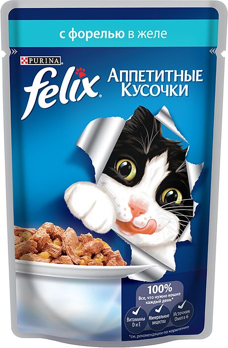 Корм для кошек "Purina Felix" 85г желе с форелью