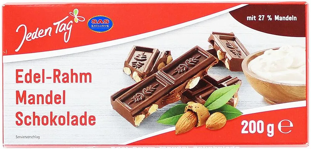 Chocolate bar with almonds "Jeden Tag" 200g