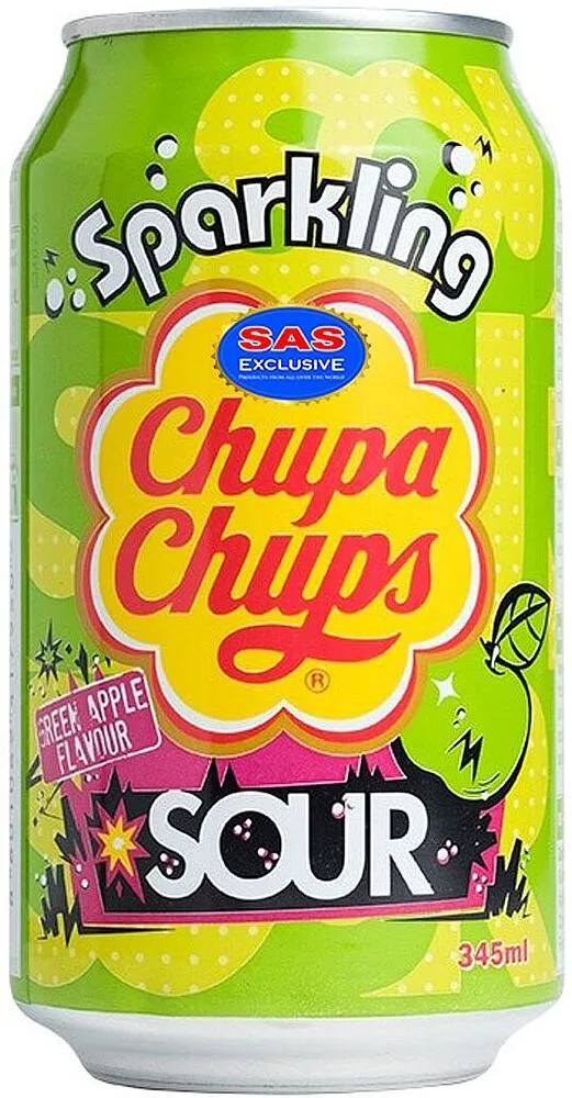 Refreshing carbonated drink "Chupa Chups" 345l green apple
