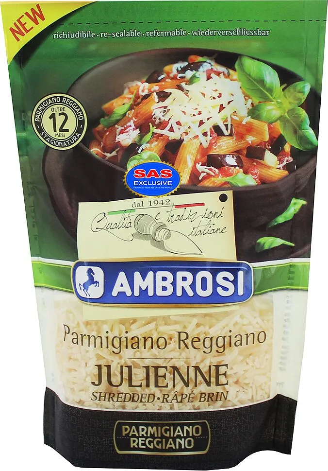 Сыр пармезан тертый "Ambrosi Parmigiano Reggiano Julienne" 85г