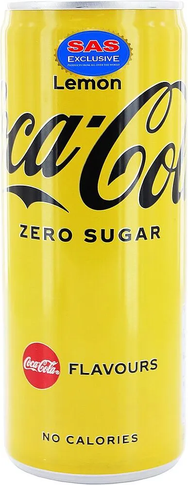 Освежающий газированный напиток "Coca Cola Zero" 0.25л Лимон 
 