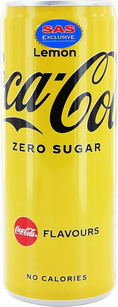 Refreshing carbonated drink "Coca Cola Zero" 0.25l Lemon 
