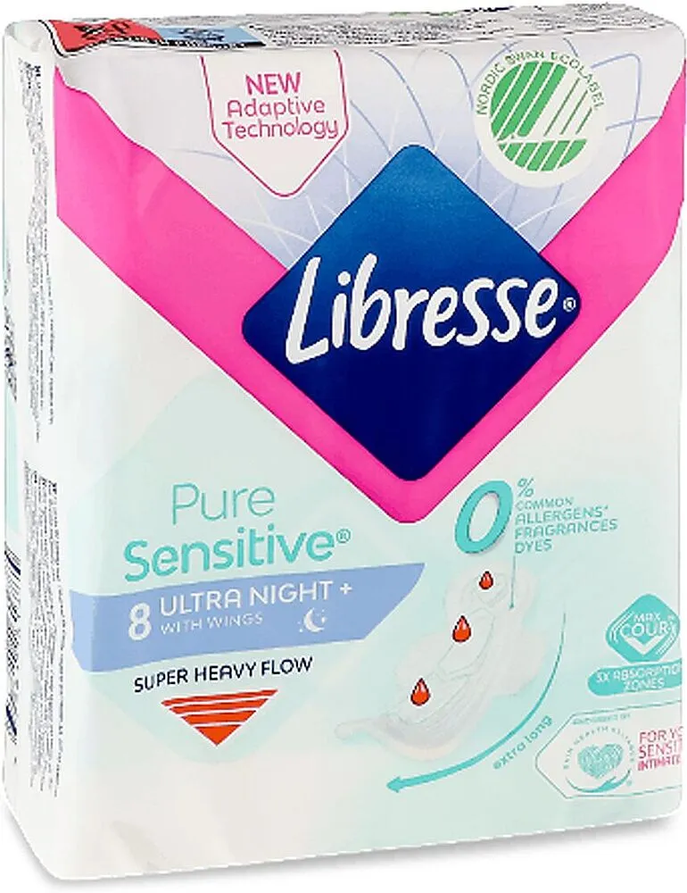 Прокладки "Libresse Pure Sensitive Ultra Night" 8 шт