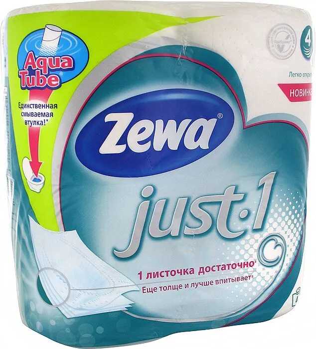 Туалетная бумага "Zewa Just 1" 4 шт 