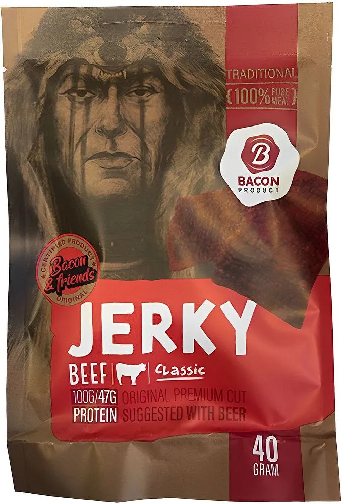 Beef jerky "Bacon & Friends" 40g  