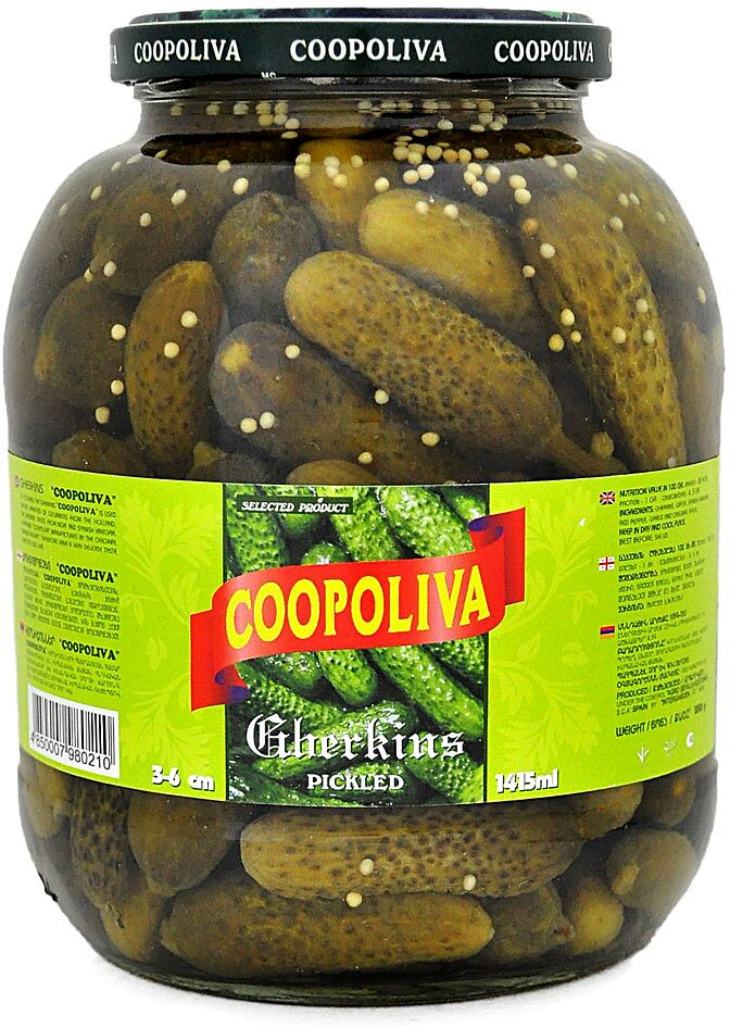 Pickled gherkins "Coopoliva" 3-6cm, 1.350kg