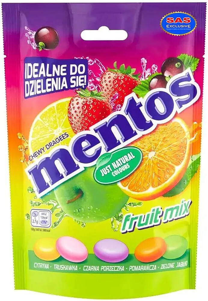 Драже "Mentos Fruit Mix" 160г фруктовый 
