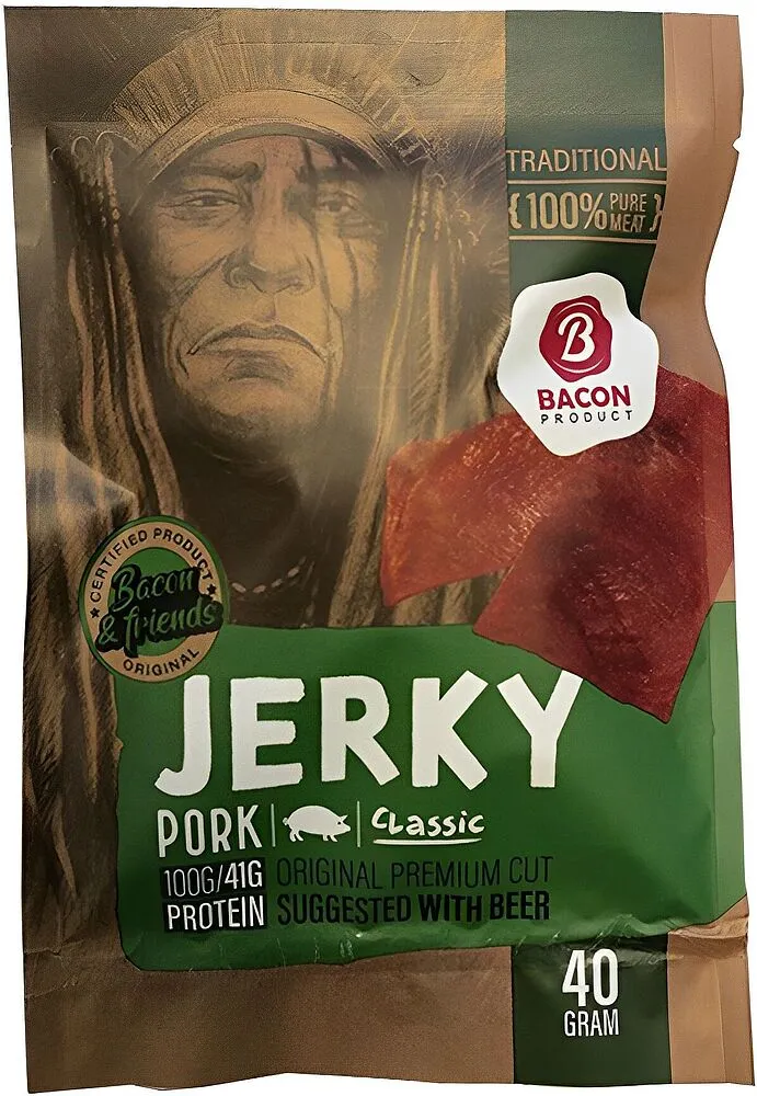 Pork jerky "Bacon & Friends" 40g