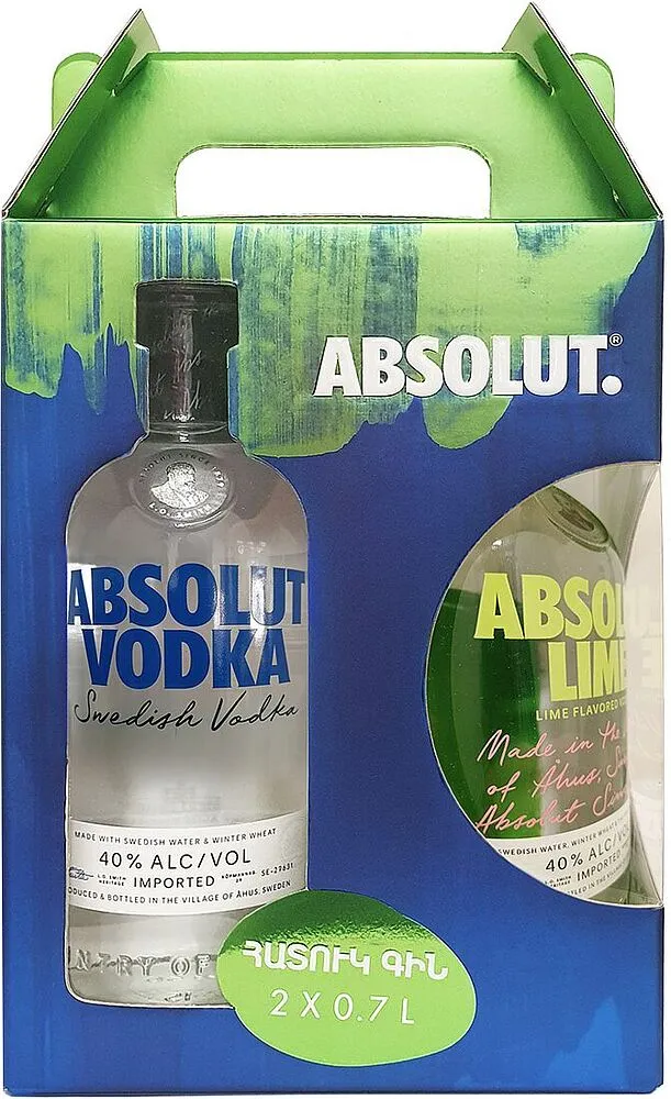 Vodka set "Absolut" 2×0.7l