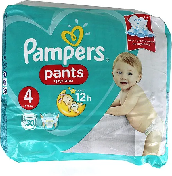 Վարտիք - տակդիրներ «Pampers N4» 9-15կգ, 30 հատ