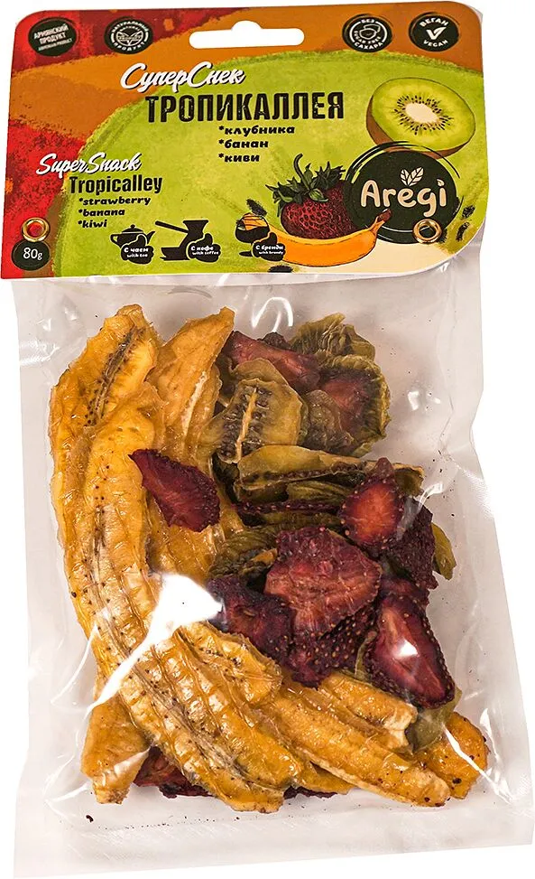 Сухофрукты "Aregi" 80г Клубника, Киви и Банан