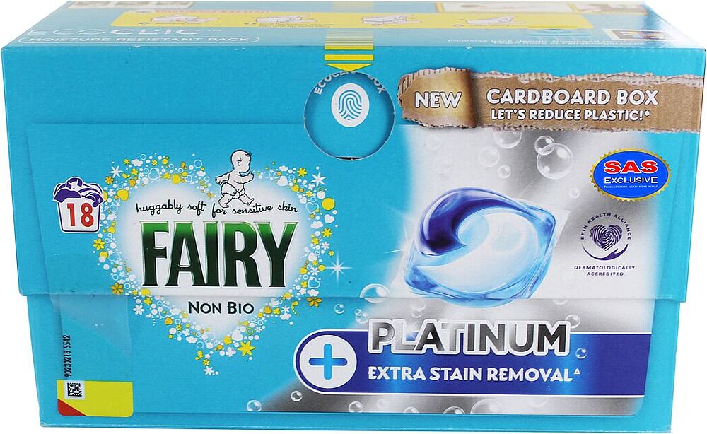 Լվացքի պարկուճներ «Fairy Platinum Non Bio» 18 հատ Ունիվերսալ
 
