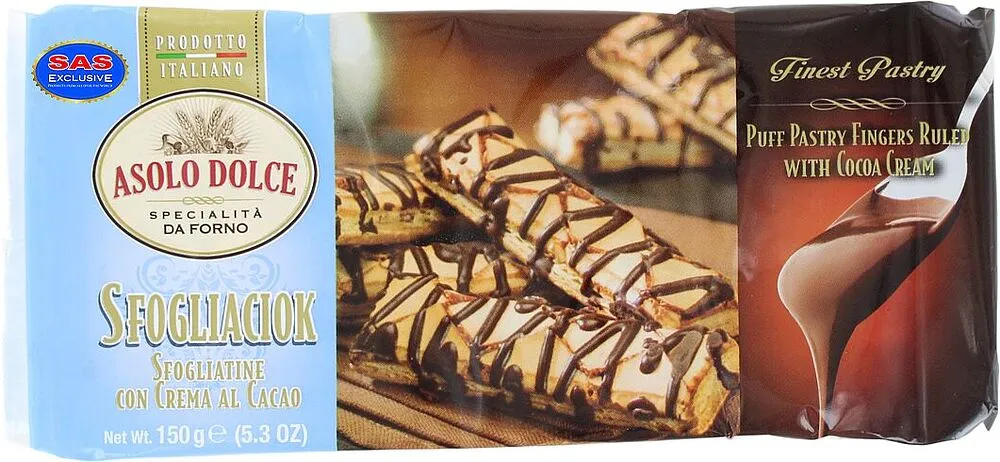 Cookies with cocoa cream "Asolo Dolce Sfogliaciok" 150g
