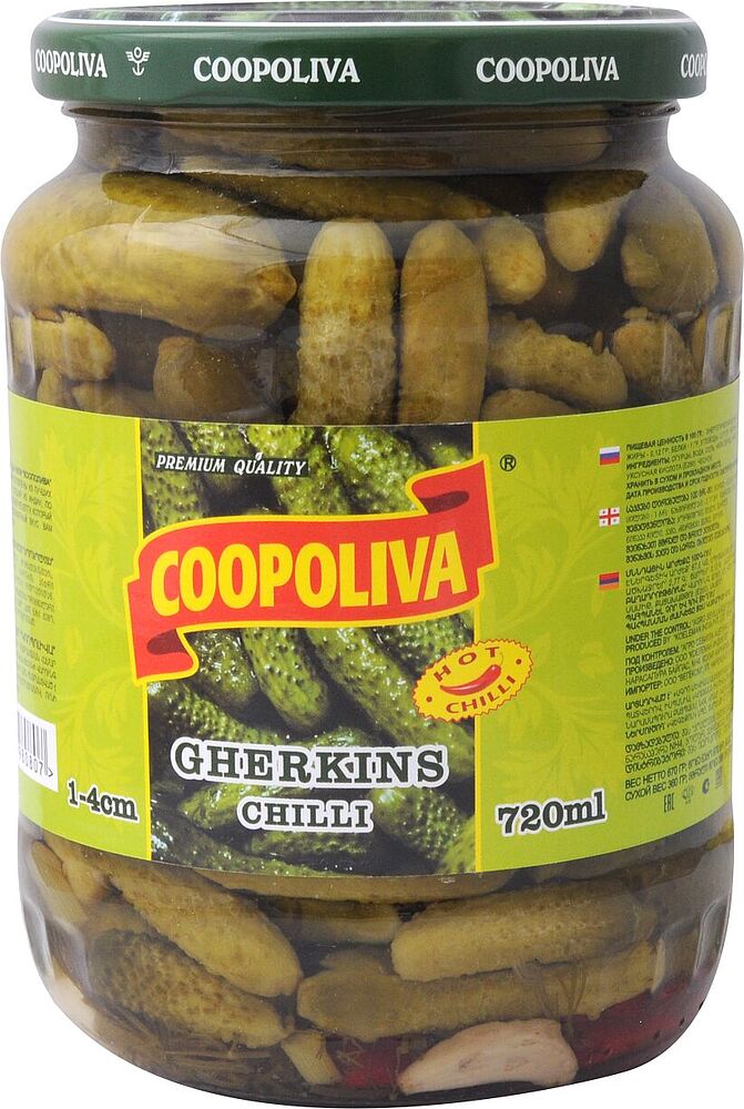 Chilli marinated gherkins "Coopoliva" 720g 