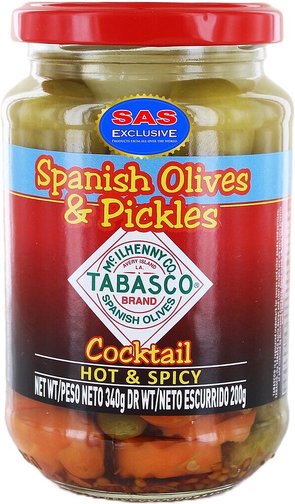 Olives and cornichons "Serpis Tabasco Cocktail" 340g