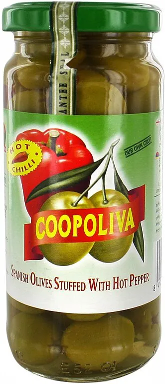 Оливки зеленые с острым перцем "Coopoliva" 235г