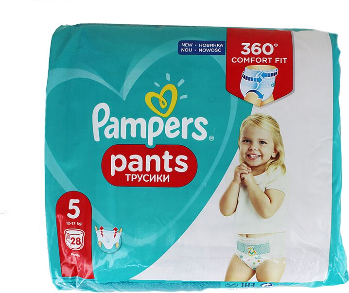 Panty - diapers "Pampers N5" 12-17kg, 28pcs