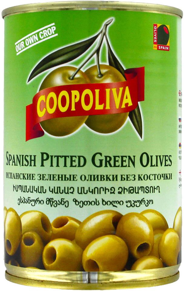 Green pitted olives "Coopoliva" 385g