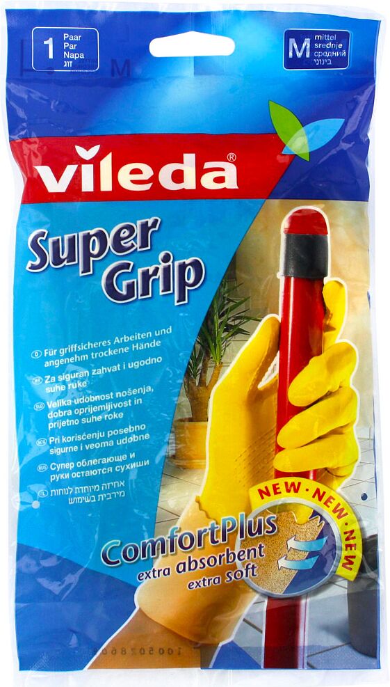 Rubber gloves ''Vileda Super Grip ComfortPlus'' M 