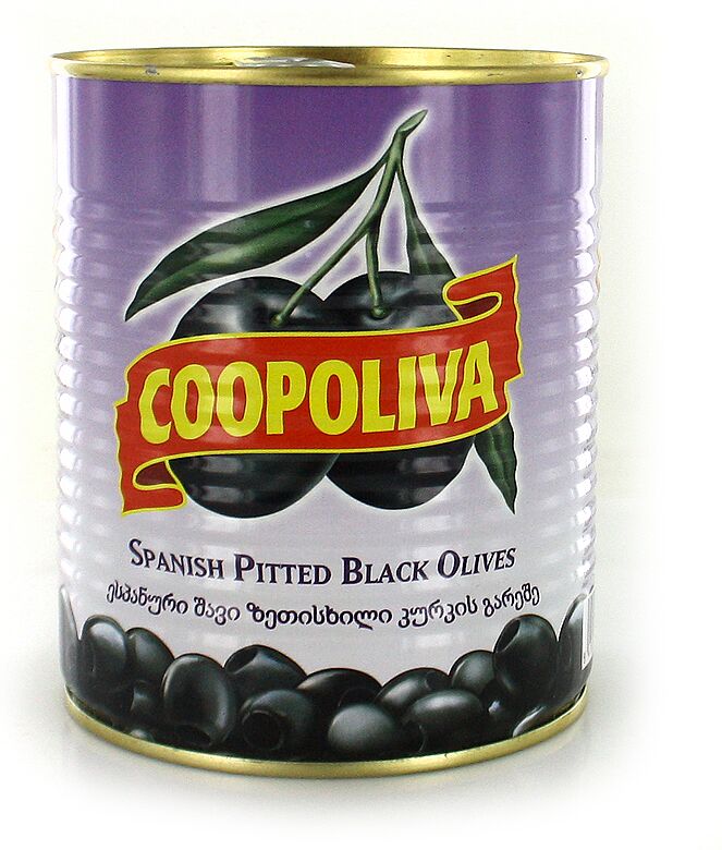 Оливки черные без косточки "Coopoliva" 850г