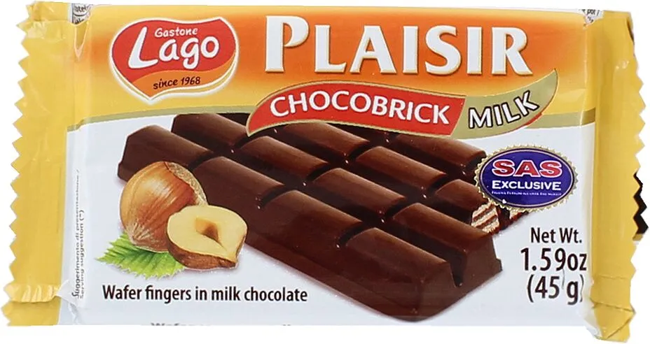 Chocolate bar with waffle "Lago Plaisir" 45g
