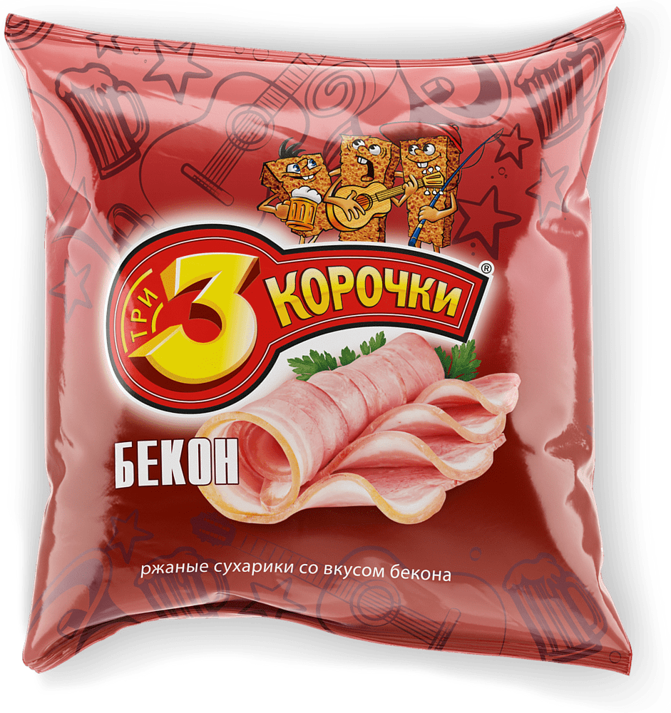 Crackers "3 Korochki" 80g Bacon 