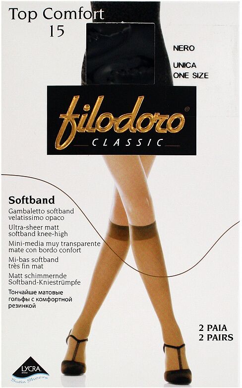 Knee -high stockings "Filodoro Top Comfort 15 Den" Black