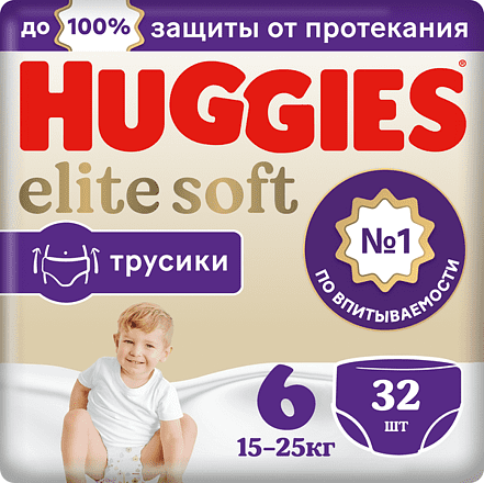 Трусики-подгузники "Huggies Elite Soft N5" 12-17кг, 34шт