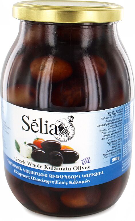 Kalamata olives with pit "Selia" 990g