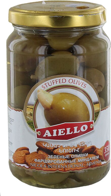 Оливки зеленые с миндалем "Aiello" 350г