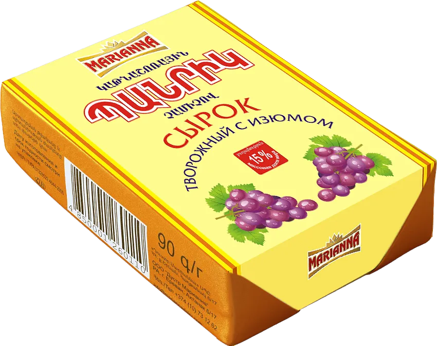 Сырок с изюмом  "Марианна" 90г, жирность: 15%