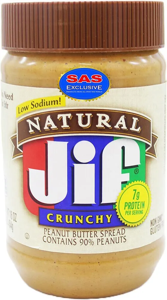 Գետնանուշի կրեմ «Jif Natural Crunchy» 454գ
