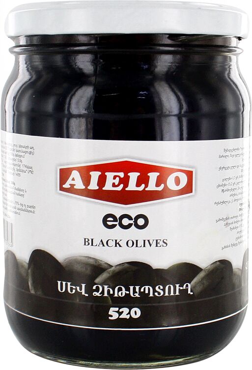 Оливки черные с косточкой "Aiello Eco'' 520г