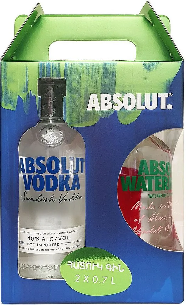 Vodka set "Absolut" 2×0.7l