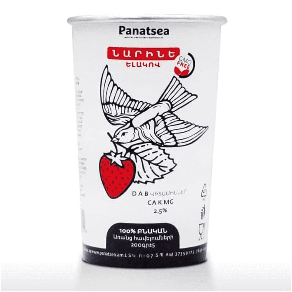 Кисломолочный продукт с клубникой "Panatsea Наринэ" 200г, жирность:2.5% 