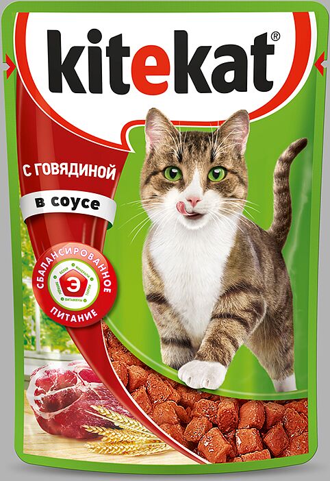 Корм для кошек "Kitekat" 100г соус с говядиной