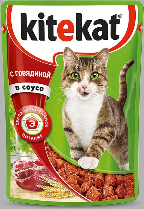 Cat food "Kitekat" 100g beef sauce