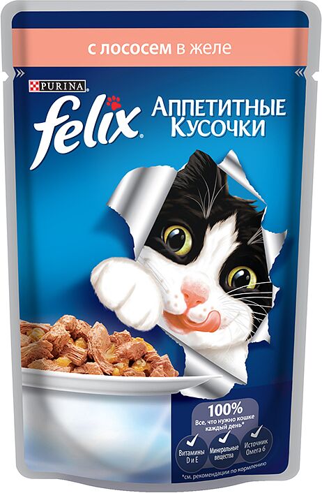 Корм для кошек "Purina Felix" 85г желе лосось