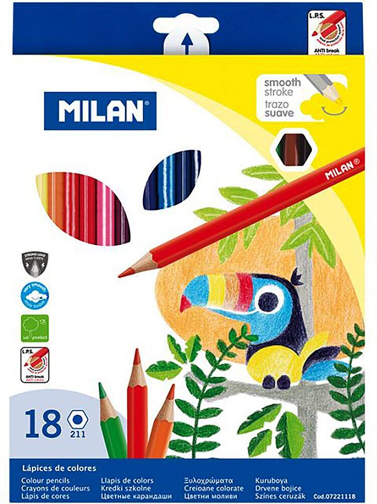 Մատիտներ գունավոր «Milan» 18 հատ