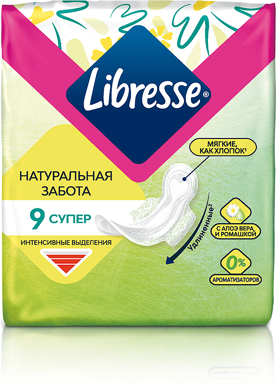 Sanitary towels "Libresse Natural Care Ultra Super" 9pcs