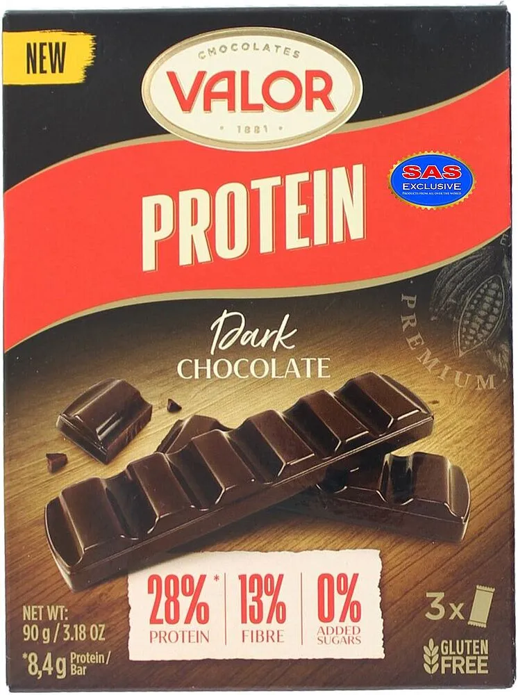 Шоколадная плитка темная "Valor Protein" 90г