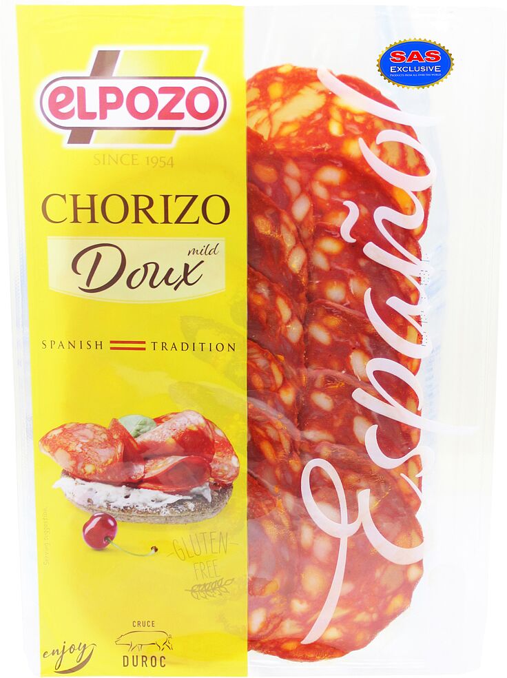 Колбаса чоризо нарезанный "Elpozo Chorizo Extra Doux" 80г