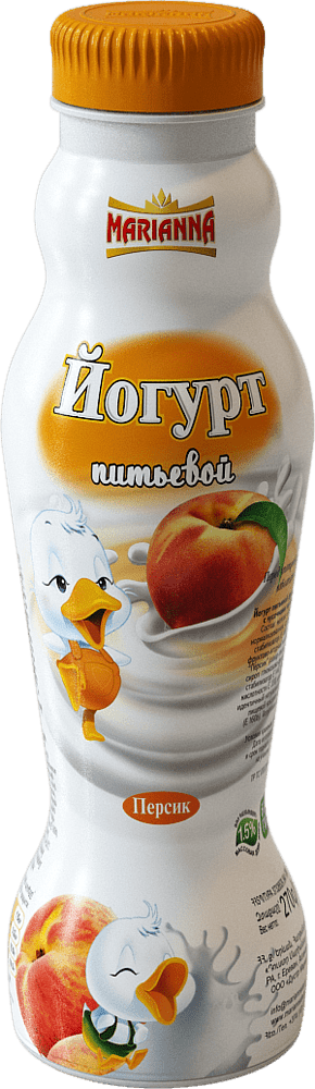 Йогурт питьевой с персиком "Марианна" 270г, жирность: 1.5%