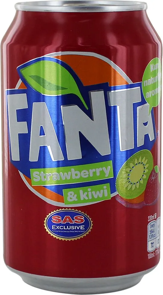 Освежающий газированный напиток "Fanta Exotic" 0.33л Клубника и киви