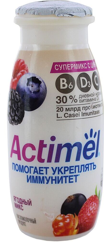 Lactic acid drinking product with berries "Danone Actimel" 95g, richness: 1.5%
