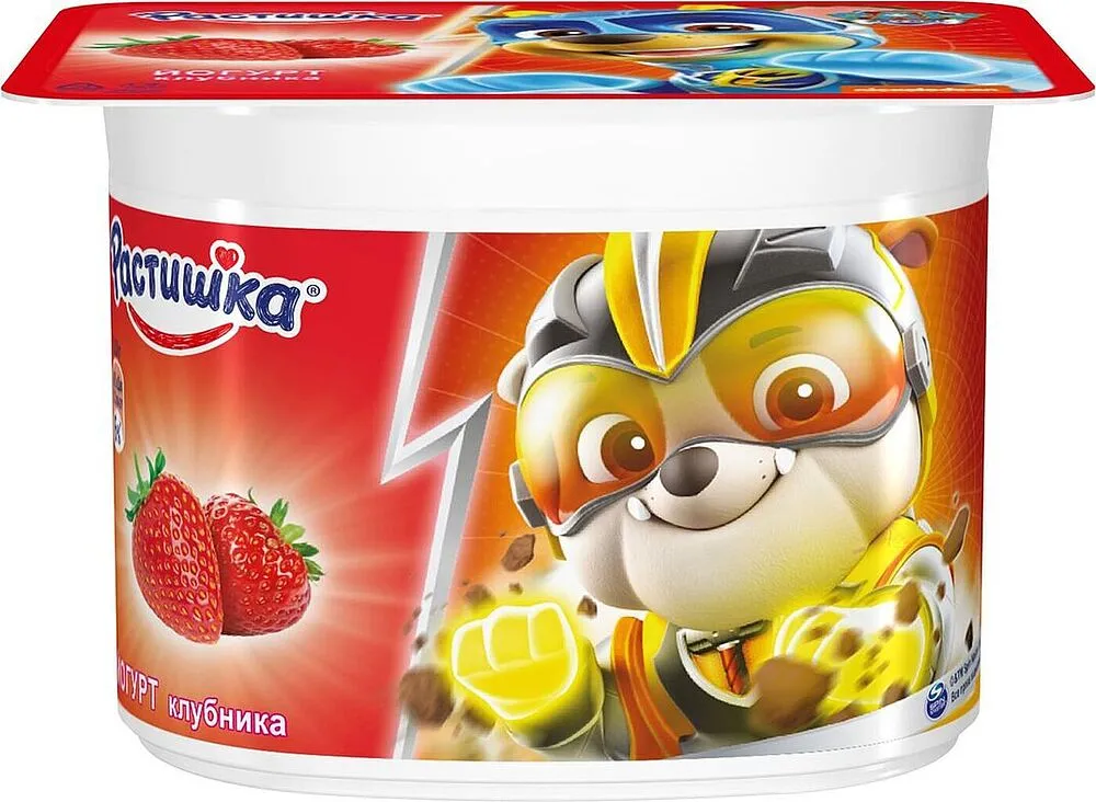 Yoghurt with strawberry flavor "Danone Растишка" 110g, richness: 3%